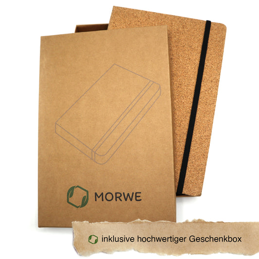 MORWE nachhaltiges Notizbuch aus Kork Hardcover – Tagebuch gepunktet – Skizzenbuch A5