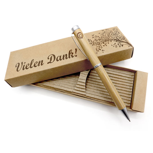 MORWE Bambus Kugelschreiber mit Vielen Dank Gravur – Nachhaltiges Geschenk als Dankeschön