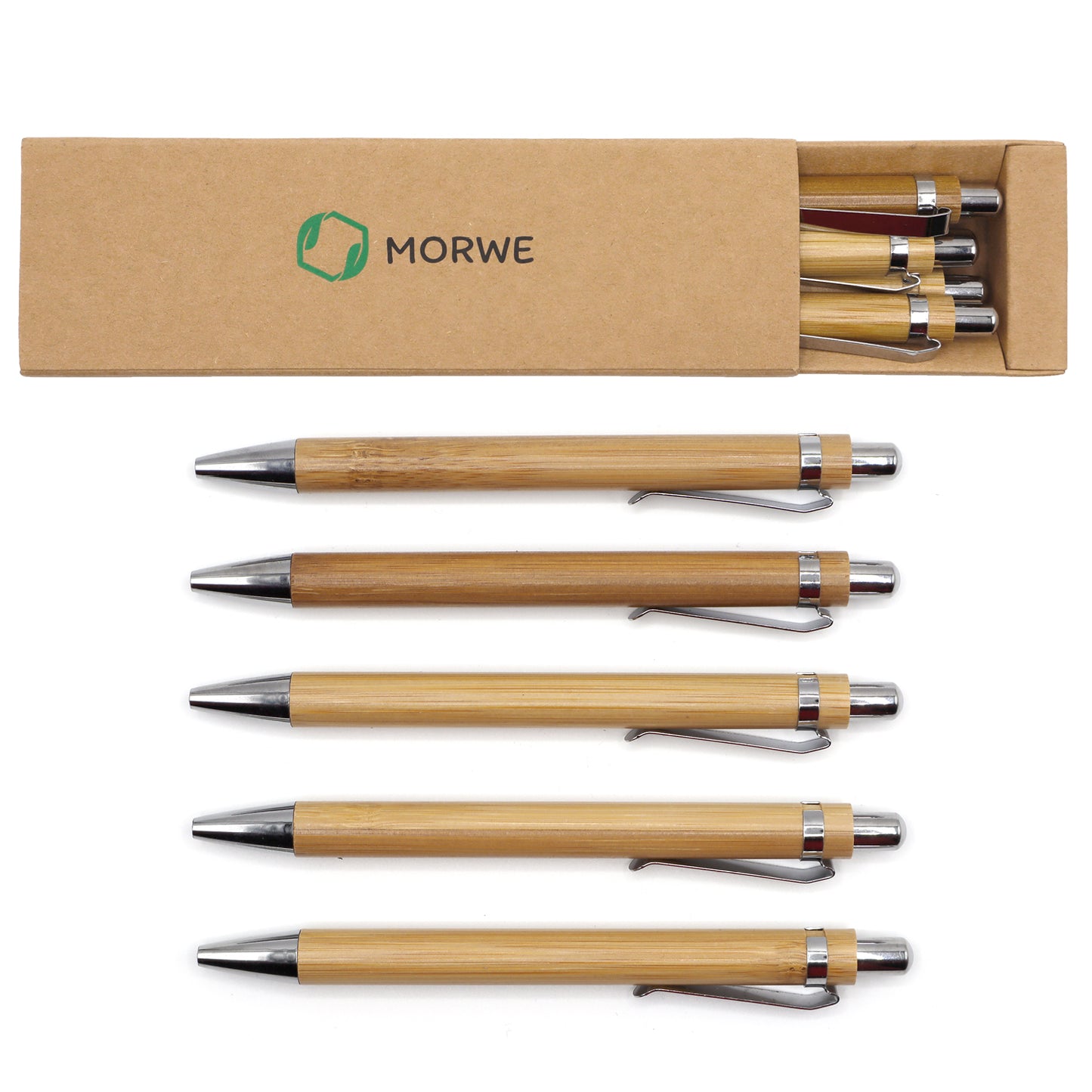 MORWE nachhaltige Bambus-Kugelschreiber – Set aus 5 Stück – Ökologisches Geschenk