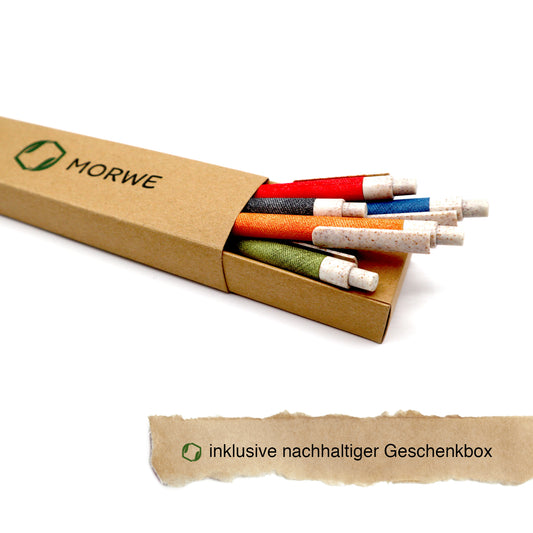 MORWE nachhaltige Kugelschreiber aus bunter Pappe und Weizenstroh – Set aus 5 Stiften