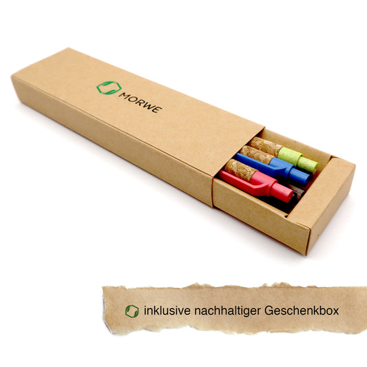 MORWE Kork-Kugelschreiber – Set aus 5 nachhaltigen Kugelschreibern aus Kork und Weizenstroh