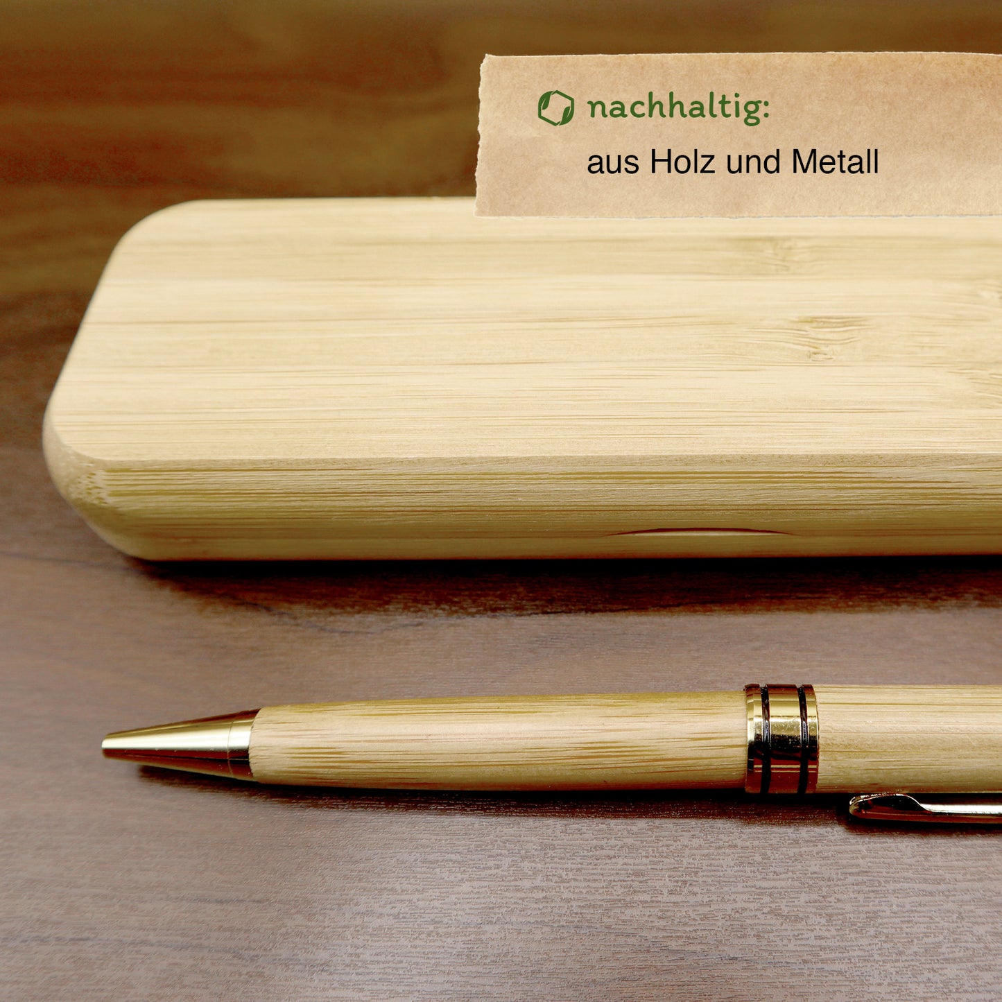 MORWE Bambus-Kugelschreiber in Geschenketui – Edler Holzkugelschreiber in Bambusbox