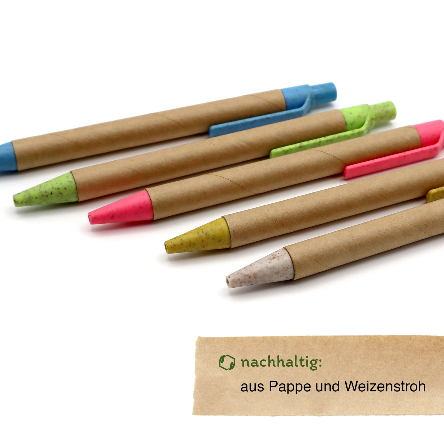MORWE nachhaltige Kugelschreiber aus Pappe und Weizenstroh – Set aus 5 ökologischen Stiften