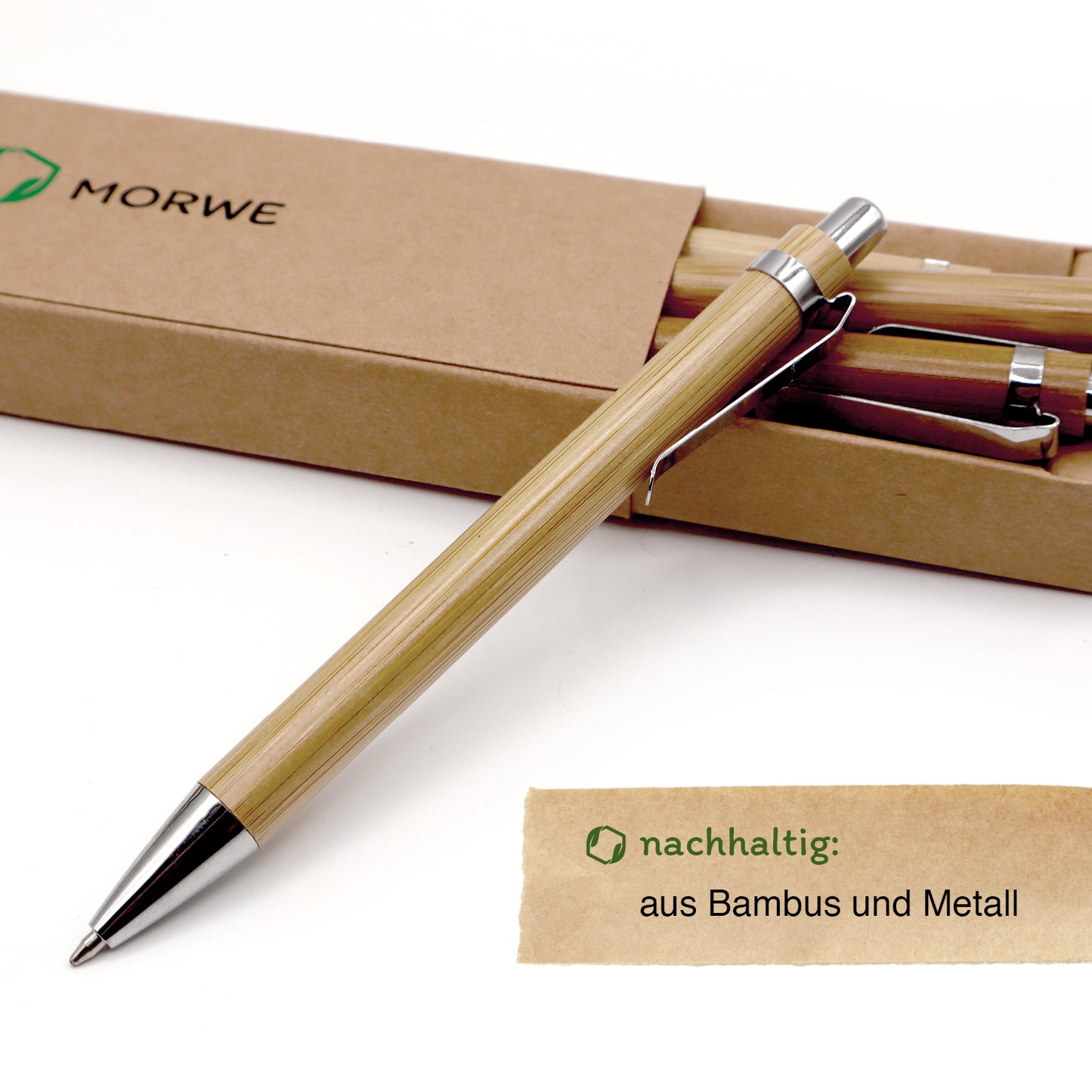 MORWE nachhaltige Bambus-Kugelschreiber – Set aus 5 Stück – Ökologisches Geschenk