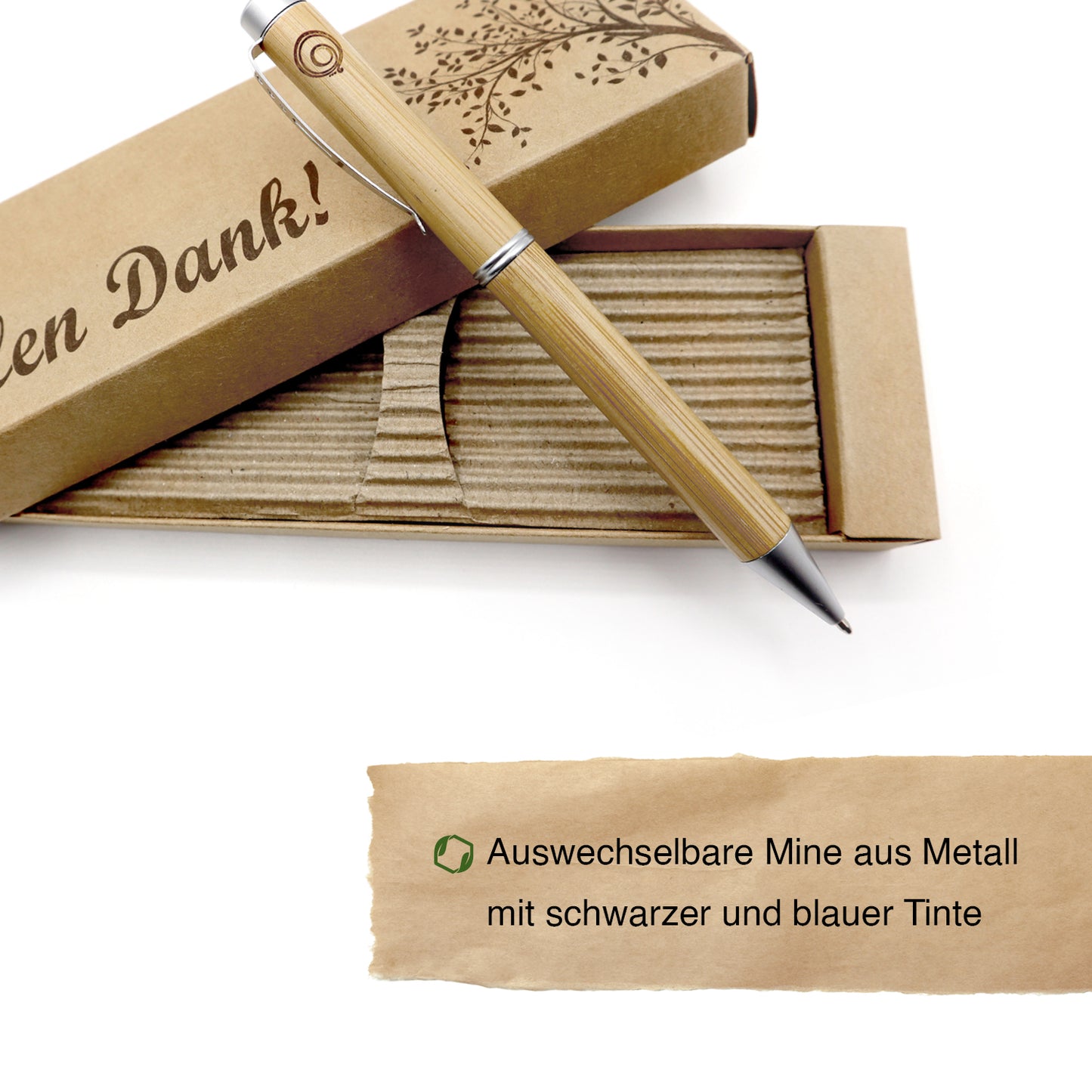 MORWE Bambus Kugelschreiber mit Vielen Dank Gravur – Nachhaltiges Geschenk als Dankeschön