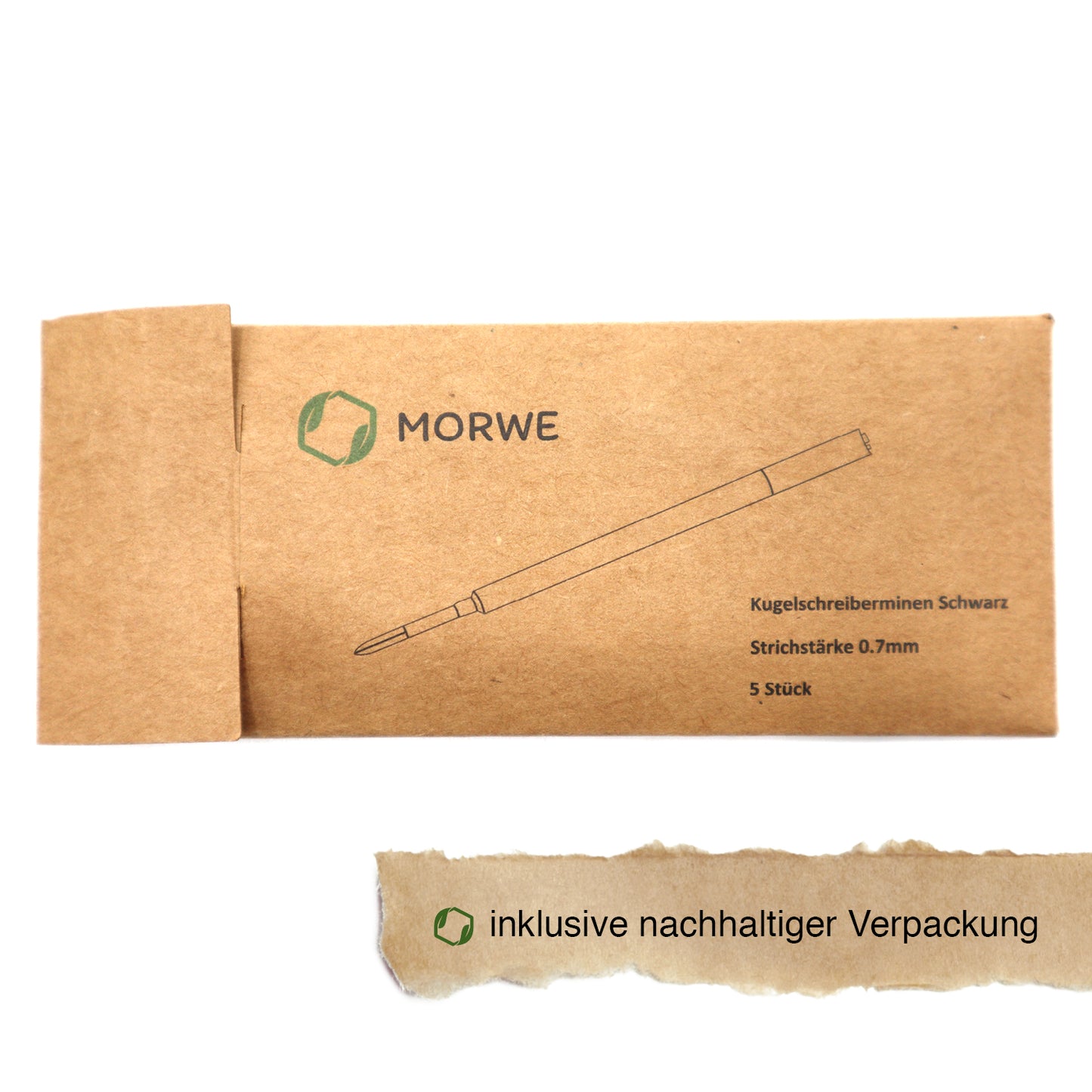 MORWE Metall-Kugelschreiberminen Set – Nachhaltige Großraum G2 Ersatzminen 5 Stück