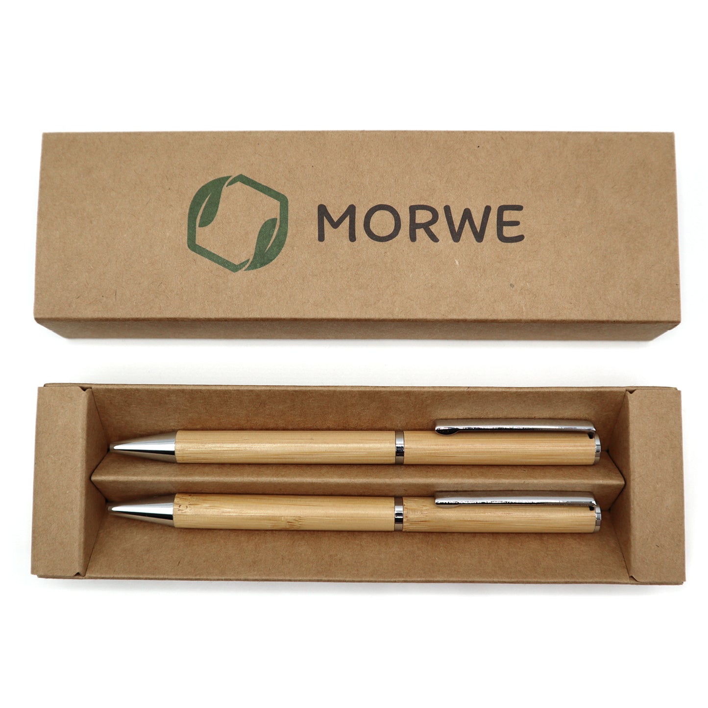 MORWE nachhaltiges Bambus-Kugelschreiber Set – Schreibset mit blauer und schwarzer Tinte