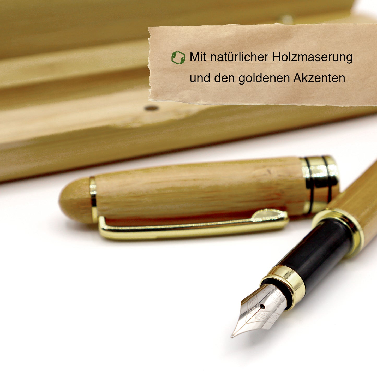 MORWE Bambus-Füller in Geschenketui – Edler Füllfederhalter in Bambusbox mit Konverter